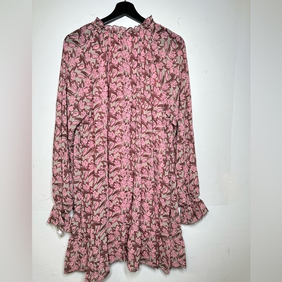 NWT Missguided Tie Neck Double Layered Smock Dress Floral - Picture 10 of 13